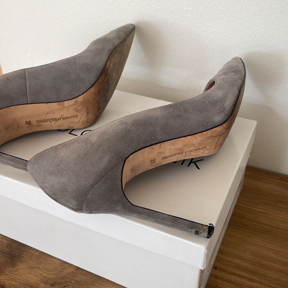 Manolo Blahnik BB Suede Gray Shoes, size 37 no box - Picture 4 of 8